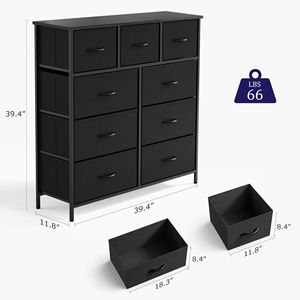 Commode à 9 tiroirs de style européen avec dessus en bois, large commode pour le rangement de la chambre à coucher et du salon - Product Image 4