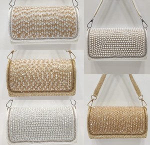 Beaded Suede Evening <b>Clutch</b> Bag with Pearl Embroidery Sparkling Crystals for Women Shoulder Strap <b>Wedding</b> Bridal Party Purse - Product Image 4