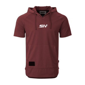 Sweat à capuche à manches courtes pour homme, tissu doux au toucher, respirant, col à capuche, couleur unie, streetwear, sweat à capuche à manches courtes personnalisé pour homme - Product Image 1