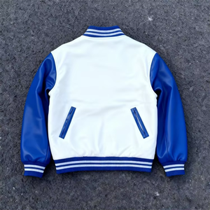 Veste de baseball en cuir et laine de haute qualité pour hommes, vêtements pour hommes, streetwear, broderies en tissu éponge, vestes varsity pour hommes - Product Image 3