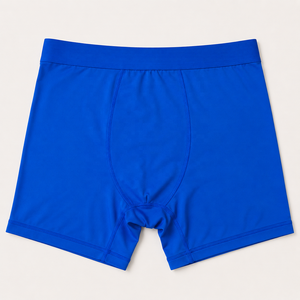 Men Blue Solid Color Mid-Rise Breathable <b>Polyester</b> <b>Boxer</b> Briefs - Product Image 2