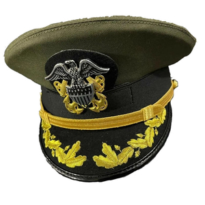 หมวกทรงวิซอร์ปักลายทองพร้อมตรามงกุฎสำหรับผู้ใหญ่ชาย ขนาด 56-58 ซม. ปีกหมวกแบน ทำจากผ้าขนสัตว์ - Product Image 5