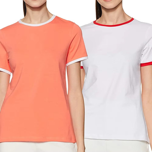 เสื้อยืดคอกลมแขนสั้นสีขาวสำหรับผู้หญิง ทรงปกติ สีพื้น ผ้าถักเนื้อฝ้าย ระบายอากาศได้ดี เหมาะสำหรับใส่ในฤดูใบไม้ผลิและฤดูร้อน - Product Image 5