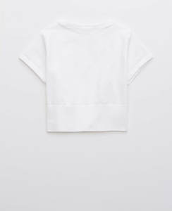 Haut court à manches courtes respirant pour femmes, haut de fitness doux pour l'entraînement avec broderie et motif à carreaux - Product Image 1