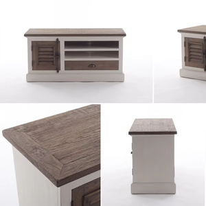 Meuble TV Luna Premium en teck massif écologique et durable, style scandinave moderne, finition naturelle, console TV pour salon - Product Image 6