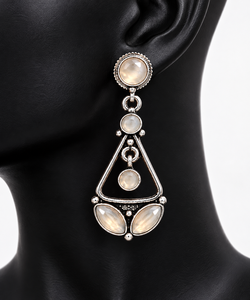 Boucles d'oreilles pendantes en laiton plaqué argent vintage, motif feuille de jade, style bohème ethnique, pour femme, idéales pour les fêtes - Vente en gros - Product Image 3