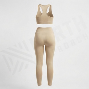 ชุดโยคะสองชิ้นไร้รอยต่อสำหรับผู้หญิง พิมพ์โลโก้ตามสั่ง ชุดออกกำลังกาย บอดี้สูท กางเกงรัดรูป เสื้อชั้นใน กางเกงเลกกิ้งพิมพ์ลาย - Product Image 2