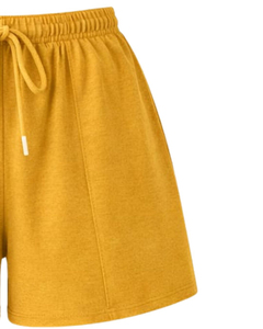 Conjunto de 2 Piezas Amarillo para Mujer, Top Corto sin Mangas con Cordón Ajustable y Pantalones Cortos, Tejido Sólido Transpirable, Casual, Primavera Verano - Product Image 6