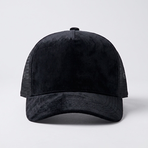 Gorra Trucker de Malla de Terciopelo Negra Personalizable al por Mayor, de 5 Paneles, Ajustable, Unisex, INJAE IA-20260728-P44 para Uso Casual al Aire Libre - Product Image 1