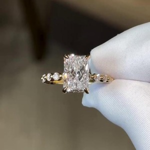 3.8ct Radiant Cut Lab Grown Diamond <b>Ring</b> With 14K Yellow Gold Diamond <b>Ring</b> Promise <b>Ring</b> from <b>Indian</b> Supplier & Manufacturer - Product Image 1