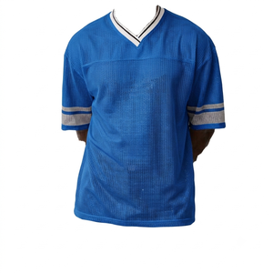 Maillot de football en maille noire à col en V pour homme, manches courtes, respirant, en polyester, coupe classique, toutes saisons, vente en gros - Product Image 6