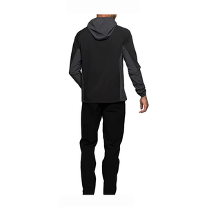 Veste coupe-vent à capuche pour homme, fermeture éclair, sportive, noire unie, polyester, vêtements d'extérieur pour l'automne, veste chaude à fermeture éclair pour les voyages d'hiver - Product Image 6