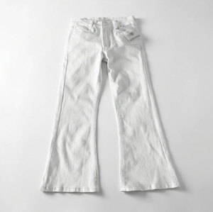 Calças <span class=keywords><strong>Jeans</strong></span> Brancas de Perna Larga para Mulheres, Cintura Alta, Estilo Vintage, Calças Casuais de Algodão Creme, Atacado Direto da Fábrica - Product Image 5