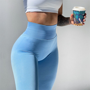 STIMULATE SPORTS WEAR Leggings pour femmes à taille haute, unis, pleine longueur, sans couture, en Spandex/Polyester, confortables, respirants et à séchage rapide - Product Image 4