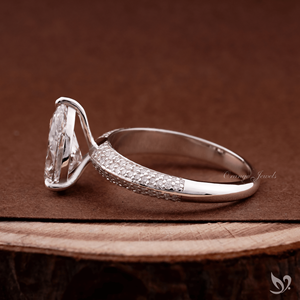 2 CT pear cut lab grown <b>diamond</b> engagement <b>ring</b> with micro pave band in 10K white gold IGI certified <b>ring</b> - Product Image 2