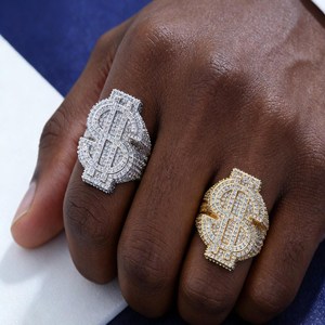 Hip Hop Style Moissanite <b>Ring</b>, <b>925</b> <b>Silver</b> Yellow Gold Plated Diamond <b>Ring</b> For Men, Moissanite <b>Ring</b> For Parties & Wedding - Product Image 5