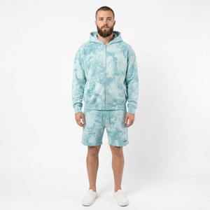 Conjunto de Sudadera con Capucha y Pantalones Cortos Tie Dye para Hombre, de Alta Calidad y a la Moda, Ropa Casual de Dos Piezas, Estilo Urbano - Product Image 1