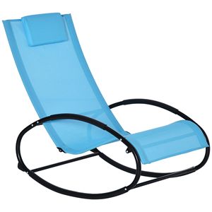 Chaise longue a dondolo moderna azzurra con poggiatesta, in rattan, per esterni, ideale per hotel e bordo piscina, con struttura in alluminio - Product Image 1