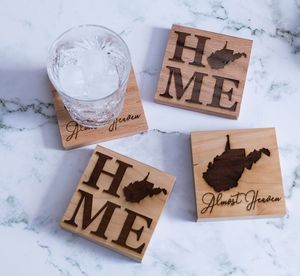 Unique Square Design Wooden Coasters Marble Top Personalized Engraved Heat Resistant Reusable Eco-Friendly Modern Mats Pads - Product Image 3