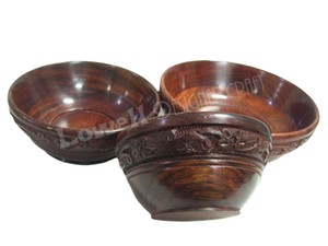 Ensemble de bols de service légers en bois sculpté, design bohème, écologiques et faits à la main, pour les collations, les fruits secs, les salades - Cuisine à domicile - Product Image 3