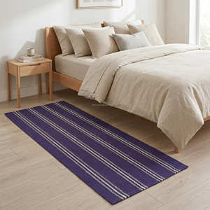 Sky Blue Handwoven Cotton <b>Floor</b> <b>Runner</b> for Hallway Yoga Studio Meditation Room & Coastal Interiors - Product Image 3