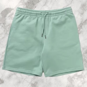 Pantalones cortos de ocio para hombre, color verde menta, pantalones cortos informales de algodón suave con cordón, ropa de verano para estar en casa y para el gimnasio, para mayor comodidad diaria - Product Image 1