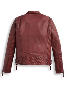 Chaqueta de Motociclista de Cuero Roja para Hombre - Product Image 2