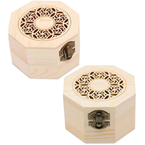 Caja de Madera Octogonal de Lujo Personalizada con Corte Láser y Cierre Dorado, Caja de Regalo de Madera Vintage con Diseño Calado para Joyería, Almacenamiento y Recuerdos - Product Image 5