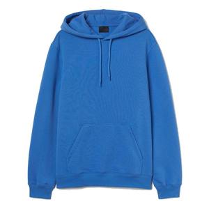 Sudadera con Capucha Azul para Hombre, Manga Larga, Color Sólido, Tejido de Algodón Francés, para Otoño - Product Image 4