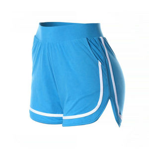 Shorts de sport noirs pour femmes, taille haute, en polyester tricoté élastique, séchage rapide, couleur unie, coupe classique, jupes courtes - Product Image 6