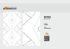 Azulejos de Porcelana Pulida Betrix Negro con Acabado Brillante, Diseño Continuo sin Juntas, 2x4 pies (60x120 cm), Diseño Book Match, Grado Superior - Product Image 2