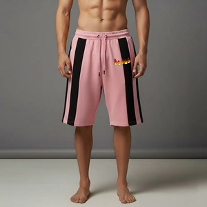 Nouveau short homme tendance en molleton 100% coton, color block, rayé, longueur genou, motif uni, style vintage, personnalisable avec votre marque - Product Image 4