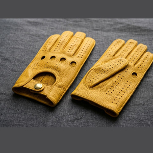 Gants et mitaines en cuir souple pour homme, style vintage, unisexe, coupe ajustée, à doigts entiers - Product Image 1