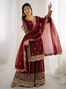 Elegant Wedding Wear Silk Suit Set With Heavy Work - Product Image 2