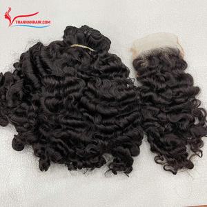 Wholesale price Natural Black Steam Fuzz Curly Vietnamese Weft Hair Extensions No Shedding No <b>tangle</b> Super Silky Ready to Ship - Product Image 4