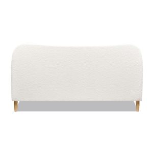 Letto matrimoniale imbottito in bouclé bianco avorio con testiera curva in stile romano, letti imbottiti di lusso - Product Image 5