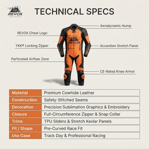Traje de Motociclismo Personalizado Unisex de Una Pieza, Azul y Blanco, de Cuero Transpirable, OEM, Manga Larga, Invierno, TASHU INTERNATIONAL - Product Image 5