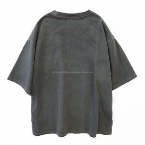 Personnalisé votre logo à l'ancienne mode 100% coton lourd hommes plaine tshirt Vintage lavage à l'acide tshirt - Product Image 4