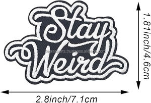 Parches Termoadhesivos Bordados de Flores y Corazones 'Stay Weird' para Jeans, Sombreros y Bolsos - Tela de PVC de Color Personalizado - Product Image 2