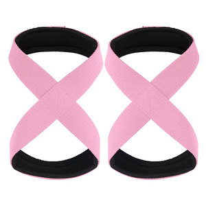 Hot Selling Adjustable Heavy-Duty Gym Cotton Figure 8 <b>Weightlifting</b> Straps Strength <b>Bar</b> Padded Wrist Band for Fitness - Product Image 1