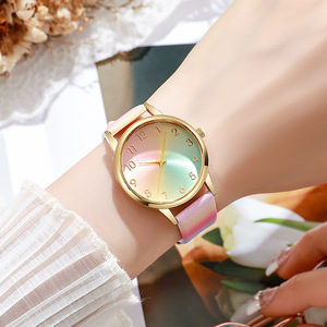 Reloj de pulsera de cuarzo digital romano, moderno, sencillo y a la moda, con correa de cuero, para mujer, venta al por mayor de fábrica. - Product Image 1