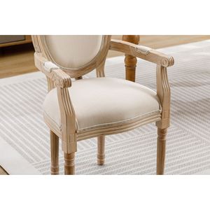 Ensemble de 2 chaises de salle à manger en bois massif de style français couleur crème - Product Image 3