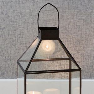 Home and Events Decorations Tempered Glass Candle Holder <b>Lantern</b> with <b>Black</b> Metal Frame for Tabletop and Floor - Product Image 3