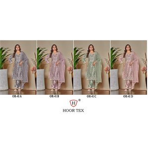 Elegante conjunto de salwar kameez de organza pesada con dupatta y pantalón de santoon, estilo indio festivo para invierno, ropa para mujer. - Product Image 1