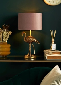 Modern Luxury Gold Flamingo Sculpture <b>Table</b> Lamp White Fabric Shade Animal Art Deco <b>Bedside</b> Living Room Home Decor Light - Product Image 5