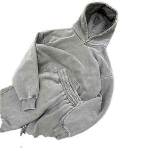 Ensemble survêtement en coton de haute qualité personnalisé, sweat-shirt et pantalon de jogging pour homme, sweat-shirt à capuche surdimensionné, pantalon de survêtement, délavage acide, ensemble 2 pièces - Product Image 2