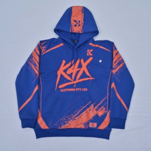 Sweat-shirt à capuche KEX pour homme de haute qualité, imprimé bleu et orange, style streetwear, coupe classique, avec poches, pour l'automne - Product Image 5