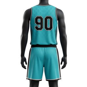 Ensemble uniforme de lacrosse pour hommes, bleu sarcelle et noir, en polyester léger, maillot et short de sport athlétique, tenue d'entraînement assortie - Product Image 2