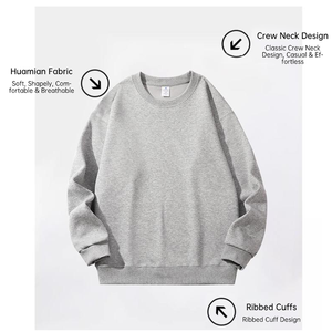 เสื้อสเวตเชิ้ตแขนยาวผ้าโพลีเอสเตอร์คอตตอนแบบเรียบสำหรับออกกำลังกาย พิมพ์โลโก้ตามสั่งขายส่ง เสื้อสเวตเชิ้ตผู้ชายแบบออร์แกนิคเรียบๆ - Product Image 4