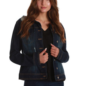 Chaqueta vaquera estilo cargo para mujer con lazo en la cintura - Product Image 1